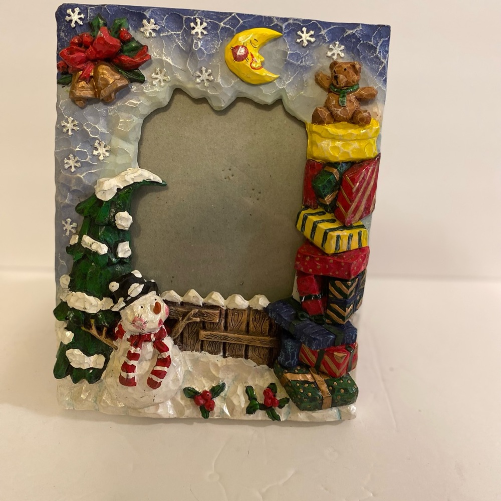 FIGI GRAPHICS - VTG 4” x 6” Snowman w/gifts Picture Frame